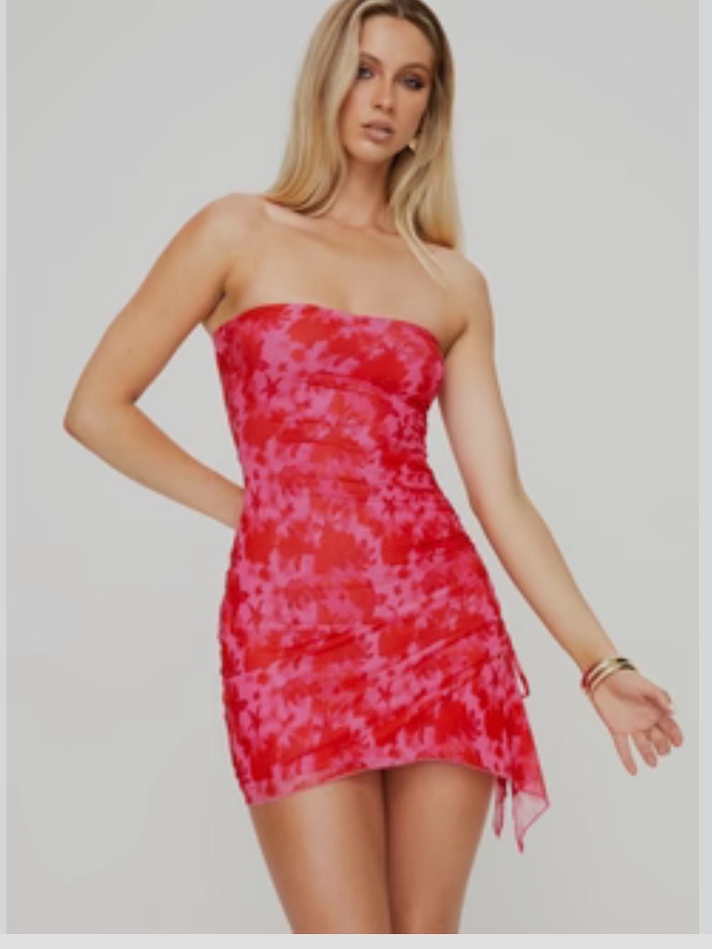 Princess Polly Hot Pink Floral Satin Slip Mini Dress